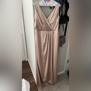 Revelry Champagne Gold Satin Blair Size 12 Formal Bridesmaid - Used, Like New